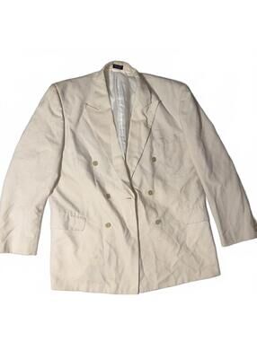 SoHo Collection's Cream Double-Breasted Blazer with Gold Buttons